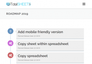 TotalSheets – Roadmap 2019
