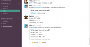 Niles is a Slack bot that learns your teams questions and answers them so you don’t have to