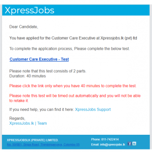 Online tests to speedup the application process